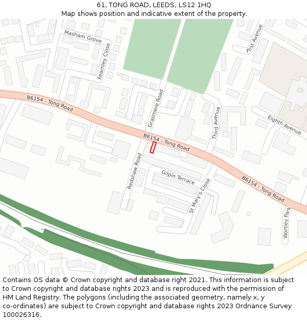 61, TONG ROAD, LEEDS, LS12 1HQ: Location map and indicative extent of plot