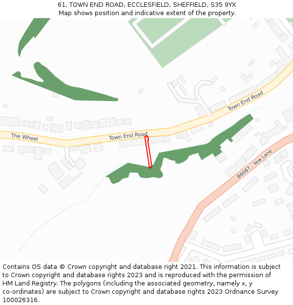 61, TOWN END ROAD, ECCLESFIELD, SHEFFIELD, S35 9YX: Location map and indicative extent of plot