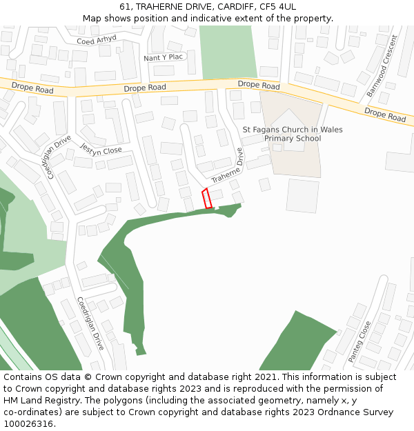 61, TRAHERNE DRIVE, CARDIFF, CF5 4UL: Location map and indicative extent of plot