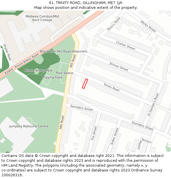 61, TRINITY ROAD, GILLINGHAM, ME7 1JA: Location map and indicative extent of plot