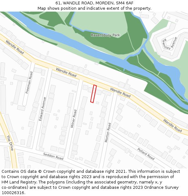 61, WANDLE ROAD, MORDEN, SM4 6AF: Location map and indicative extent of plot