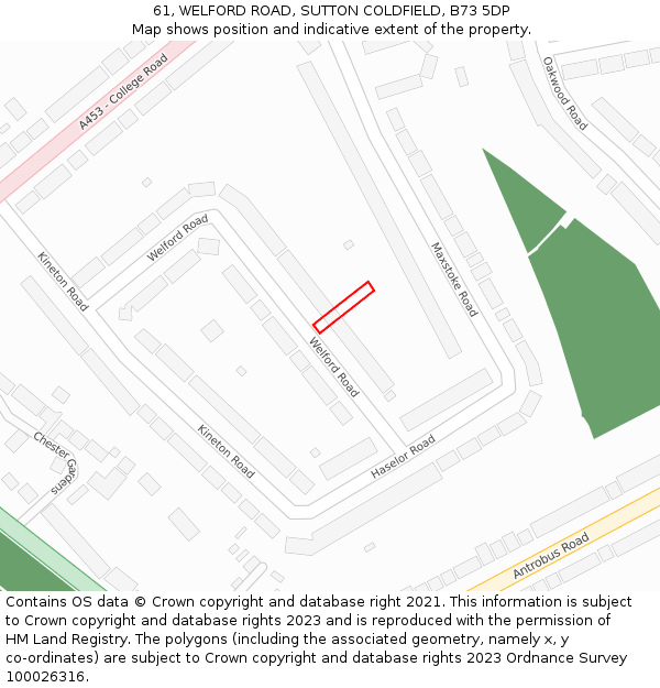 61, WELFORD ROAD, SUTTON COLDFIELD, B73 5DP: Location map and indicative extent of plot