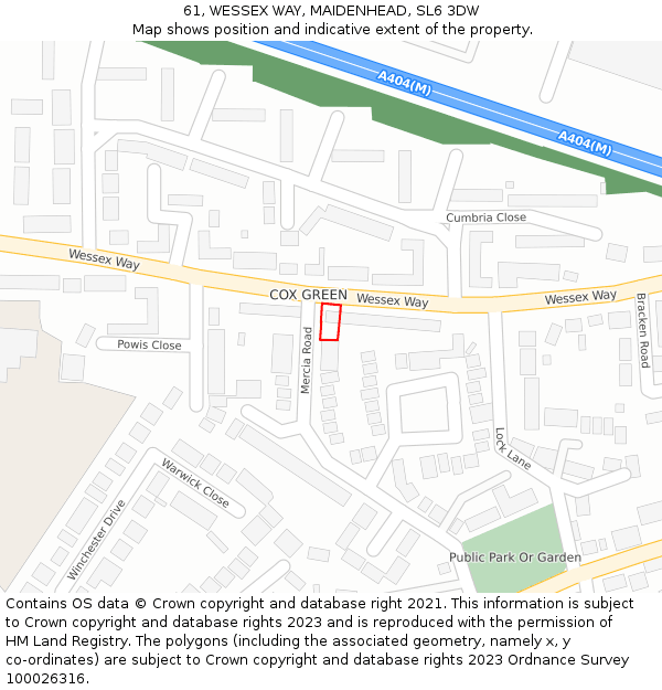 61, WESSEX WAY, MAIDENHEAD, SL6 3DW: Location map and indicative extent of plot