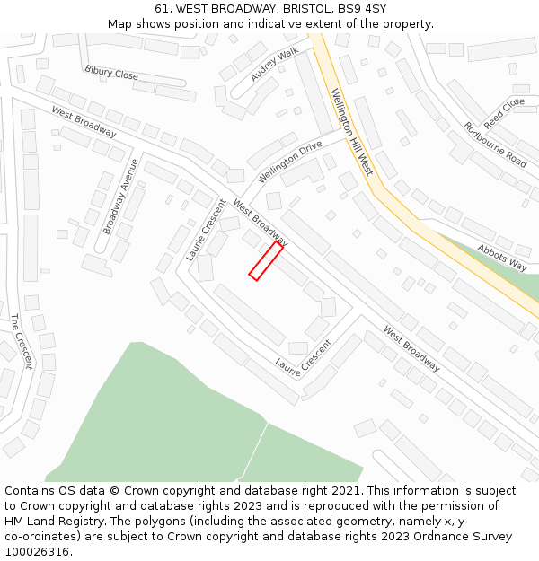61, WEST BROADWAY, BRISTOL, BS9 4SY: Location map and indicative extent of plot