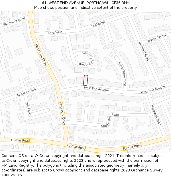 61, WEST END AVENUE, PORTHCAWL, CF36 3NH: Location map and indicative extent of plot