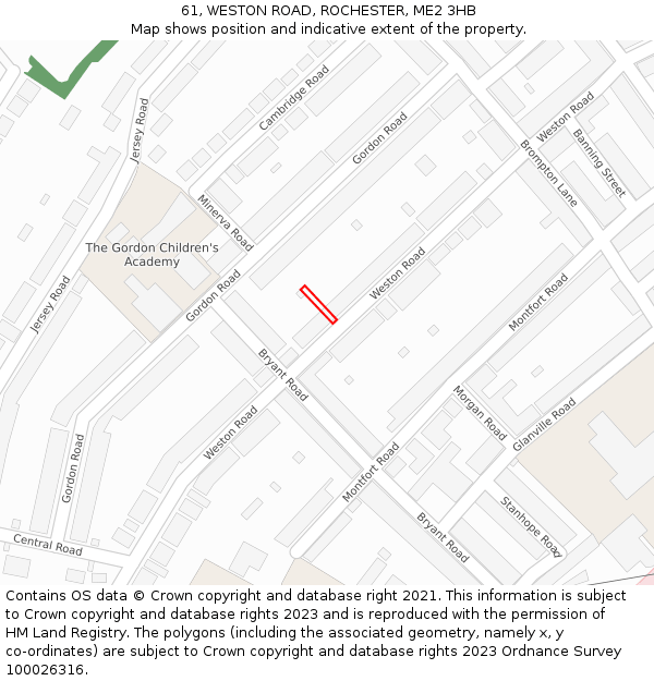 61, WESTON ROAD, ROCHESTER, ME2 3HB: Location map and indicative extent of plot