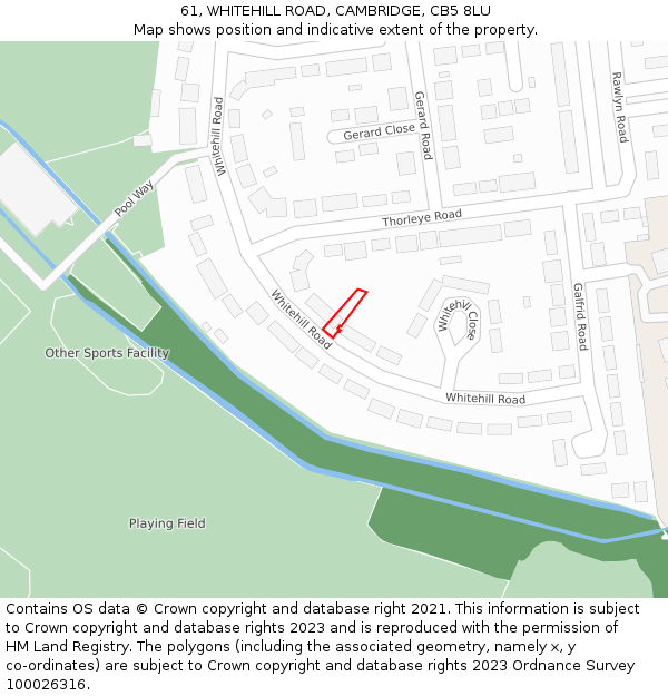 61, WHITEHILL ROAD, CAMBRIDGE, CB5 8LU: Location map and indicative extent of plot