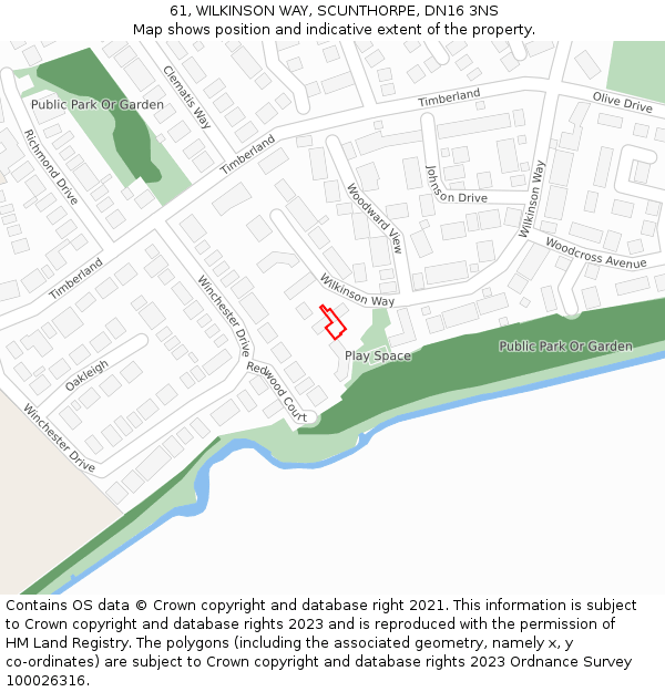 61, WILKINSON WAY, SCUNTHORPE, DN16 3NS: Location map and indicative extent of plot