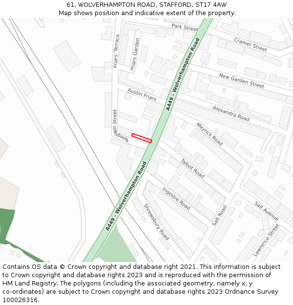 61, WOLVERHAMPTON ROAD, STAFFORD, ST17 4AW: Location map and indicative extent of plot