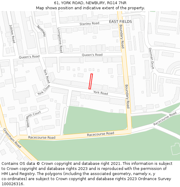 61, YORK ROAD, NEWBURY, RG14 7NR: Location map and indicative extent of plot