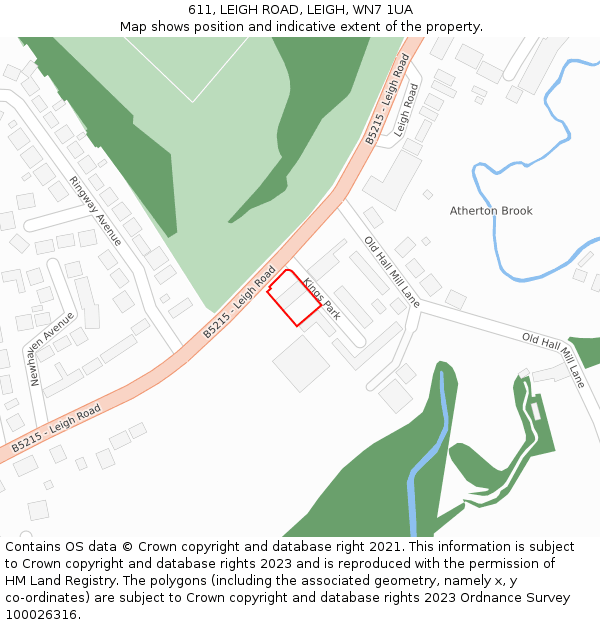 611, LEIGH ROAD, LEIGH, WN7 1UA: Location map and indicative extent of plot