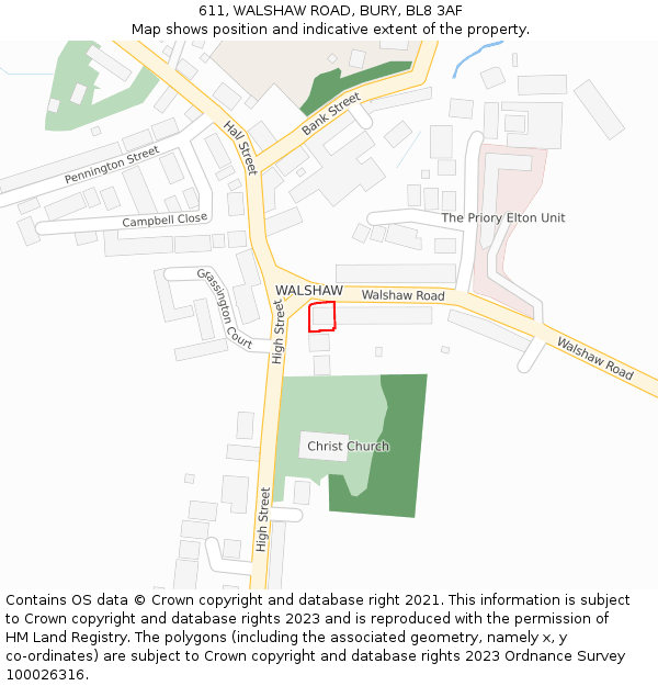 611, WALSHAW ROAD, BURY, BL8 3AF: Location map and indicative extent of plot