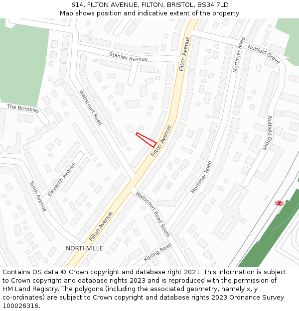 614, FILTON AVENUE, FILTON, BRISTOL, BS34 7LD: Location map and indicative extent of plot