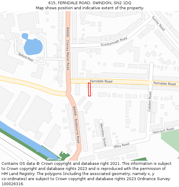 615, FERNDALE ROAD, SWINDON, SN2 1DQ: Location map and indicative extent of plot