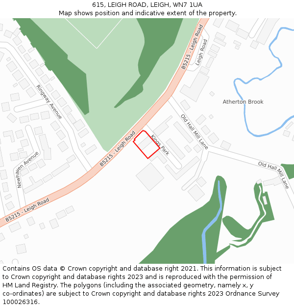 615, LEIGH ROAD, LEIGH, WN7 1UA: Location map and indicative extent of plot