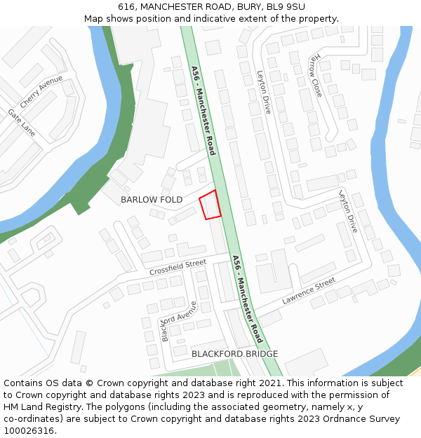 616, MANCHESTER ROAD, BURY, BL9 9SU: Location map and indicative extent of plot