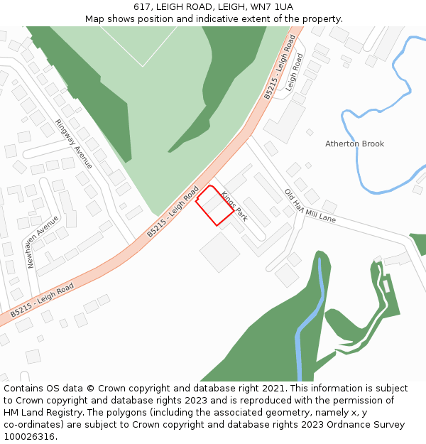 617, LEIGH ROAD, LEIGH, WN7 1UA: Location map and indicative extent of plot