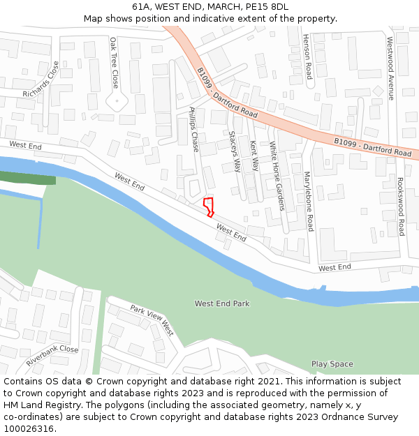 61A, WEST END, MARCH, PE15 8DL: Location map and indicative extent of plot