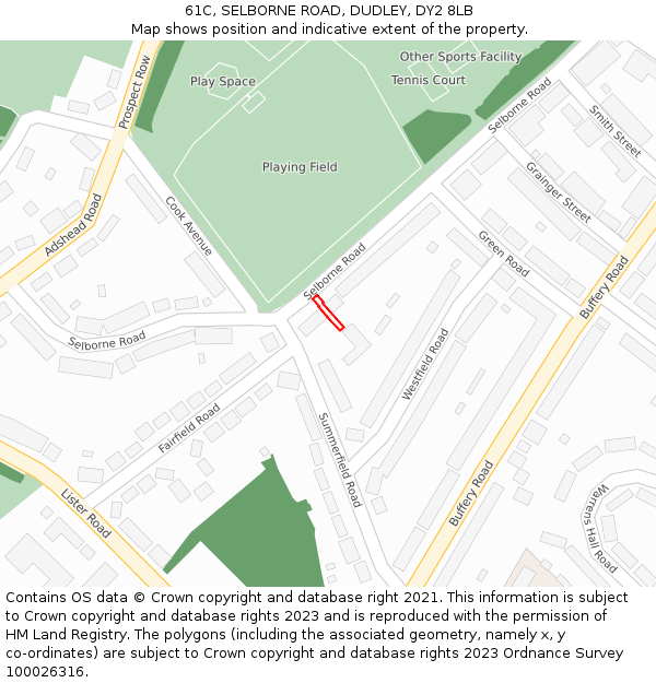 61C, SELBORNE ROAD, DUDLEY, DY2 8LB: Location map and indicative extent of plot