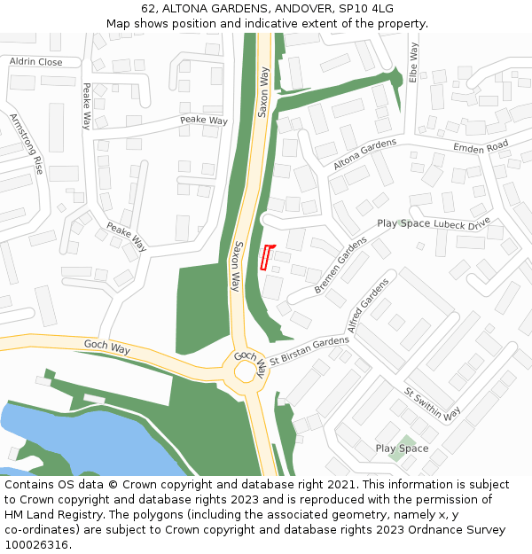 62, ALTONA GARDENS, ANDOVER, SP10 4LG: Location map and indicative extent of plot
