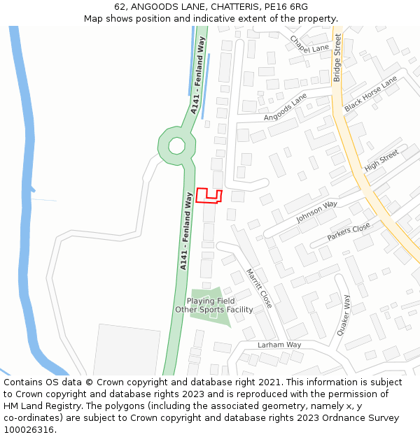 62, ANGOODS LANE, CHATTERIS, PE16 6RG: Location map and indicative extent of plot
