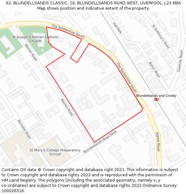 62, BLUNDELLSANDS CLASSIC, 19, BLUNDELLSANDS ROAD WEST, LIVERPOOL, L23 6BA: Location map and indicative extent of plot