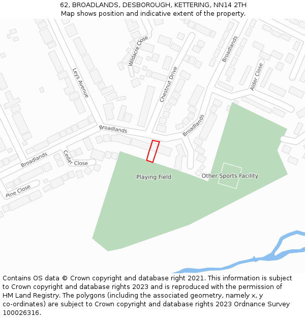62, BROADLANDS, DESBOROUGH, KETTERING, NN14 2TH: Location map and indicative extent of plot