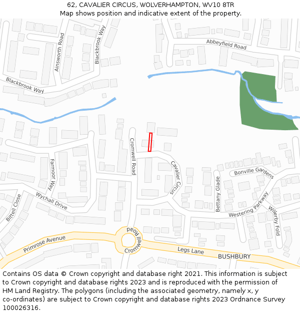 62, CAVALIER CIRCUS, WOLVERHAMPTON, WV10 8TR: Location map and indicative extent of plot