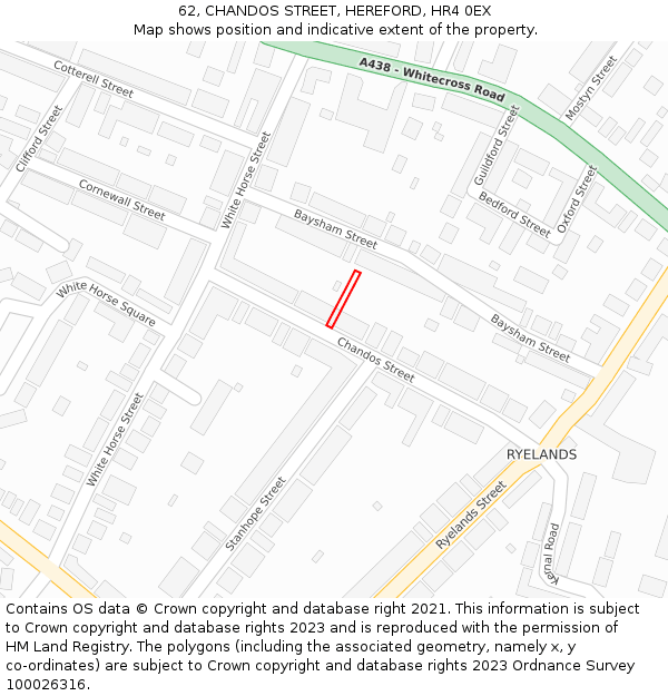 62, CHANDOS STREET, HEREFORD, HR4 0EX: Location map and indicative extent of plot