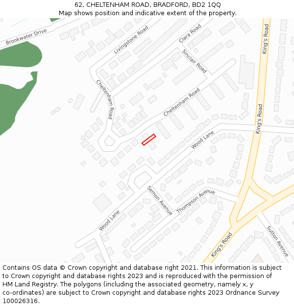 62, CHELTENHAM ROAD, BRADFORD, BD2 1QQ: Location map and indicative extent of plot