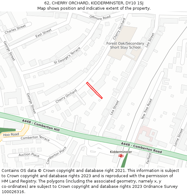 62, CHERRY ORCHARD, KIDDERMINSTER, DY10 1SJ: Location map and indicative extent of plot