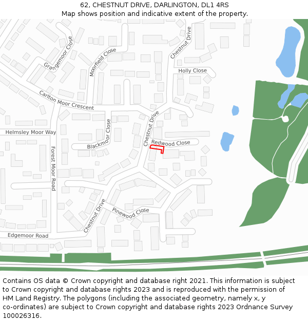 62, CHESTNUT DRIVE, DARLINGTON, DL1 4RS: Location map and indicative extent of plot