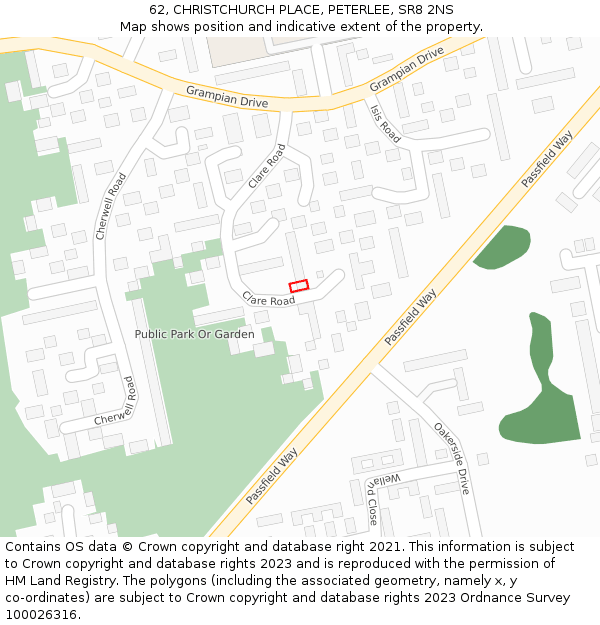 62, CHRISTCHURCH PLACE, PETERLEE, SR8 2NS: Location map and indicative extent of plot