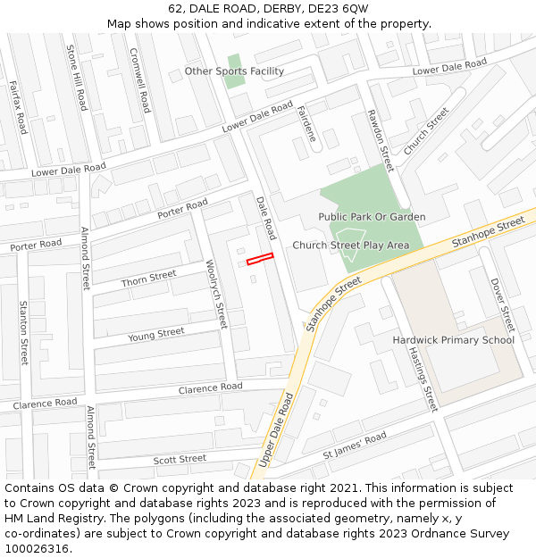 62, DALE ROAD, DERBY, DE23 6QW: Location map and indicative extent of plot