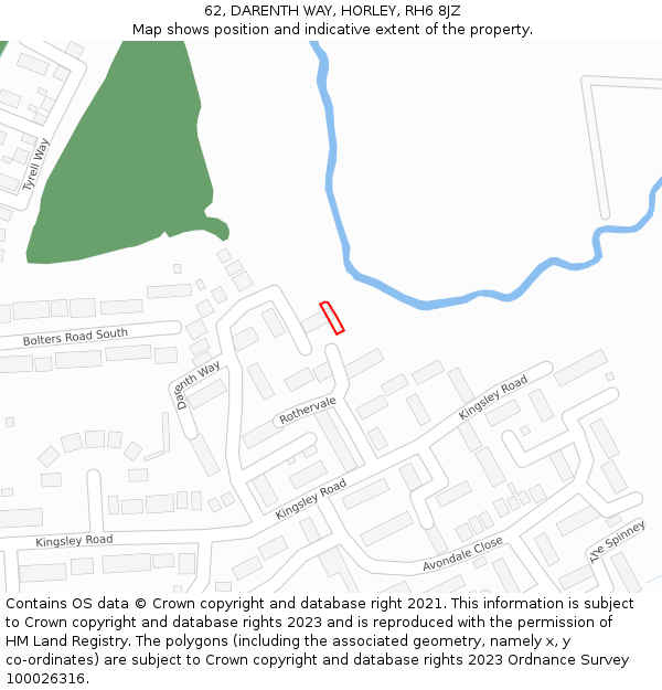 62, DARENTH WAY, HORLEY, RH6 8JZ: Location map and indicative extent of plot