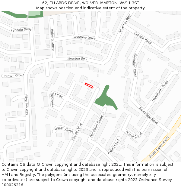 62, ELLARDS DRIVE, WOLVERHAMPTON, WV11 3ST: Location map and indicative extent of plot