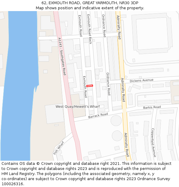 62, EXMOUTH ROAD, GREAT YARMOUTH, NR30 3DP: Location map and indicative extent of plot
