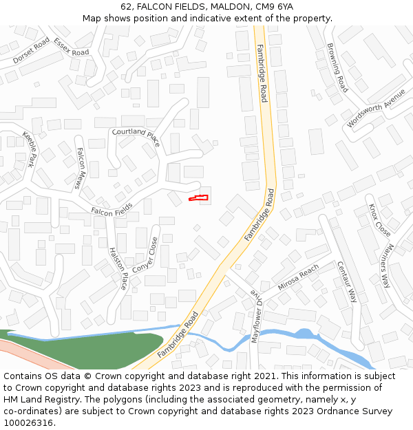 62, FALCON FIELDS, MALDON, CM9 6YA: Location map and indicative extent of plot
