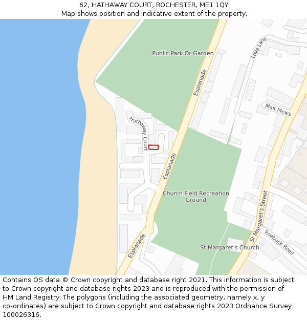 62, HATHAWAY COURT, ROCHESTER, ME1 1QY: Location map and indicative extent of plot