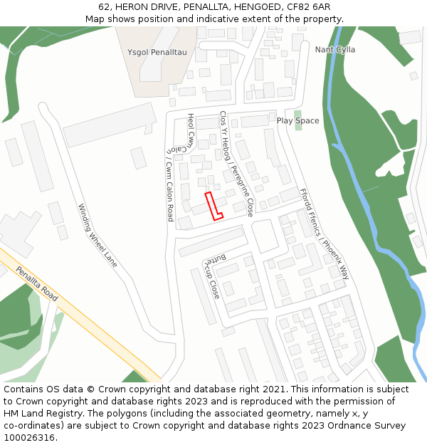 62, HERON DRIVE, PENALLTA, HENGOED, CF82 6AR: Location map and indicative extent of plot