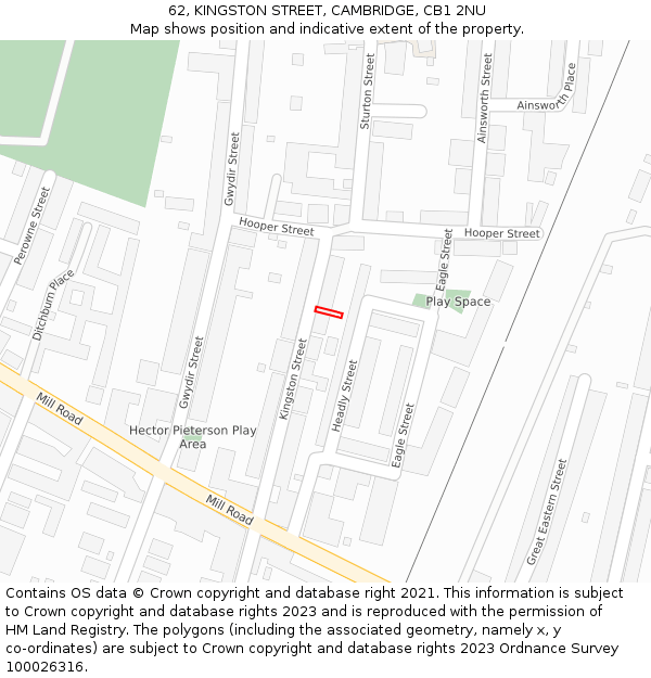 62, KINGSTON STREET, CAMBRIDGE, CB1 2NU: Location map and indicative extent of plot
