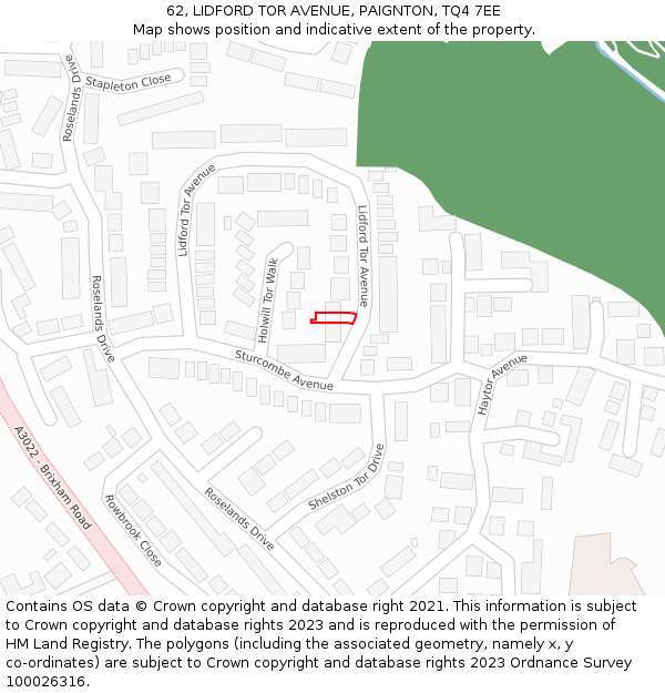 62, LIDFORD TOR AVENUE, PAIGNTON, TQ4 7EE: Location map and indicative extent of plot