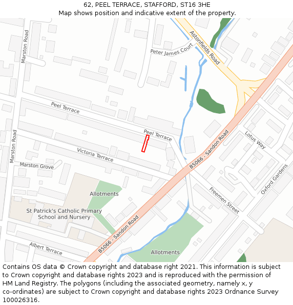 62, PEEL TERRACE, STAFFORD, ST16 3HE: Location map and indicative extent of plot