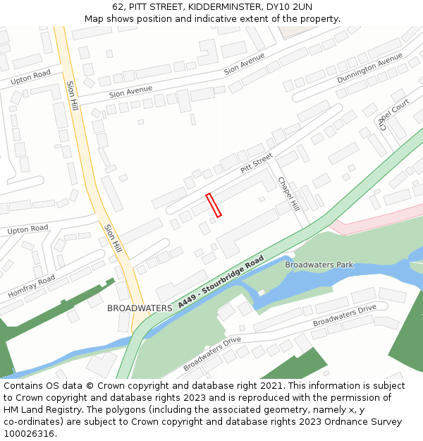 62, PITT STREET, KIDDERMINSTER, DY10 2UN: Location map and indicative extent of plot