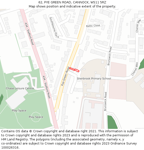 62, PYE GREEN ROAD, CANNOCK, WS11 5RZ: Location map and indicative extent of plot