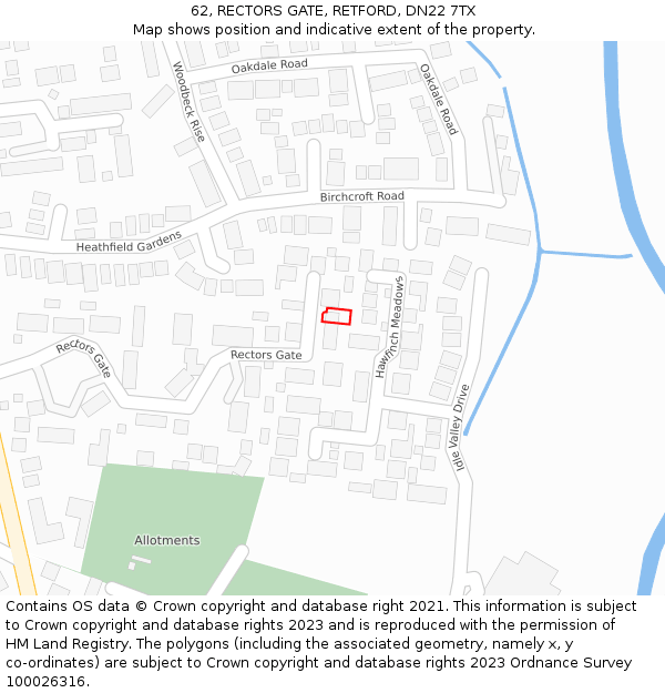 62, RECTORS GATE, RETFORD, DN22 7TX: Location map and indicative extent of plot