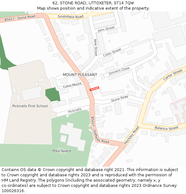 62, STONE ROAD, UTTOXETER, ST14 7QW: Location map and indicative extent of plot