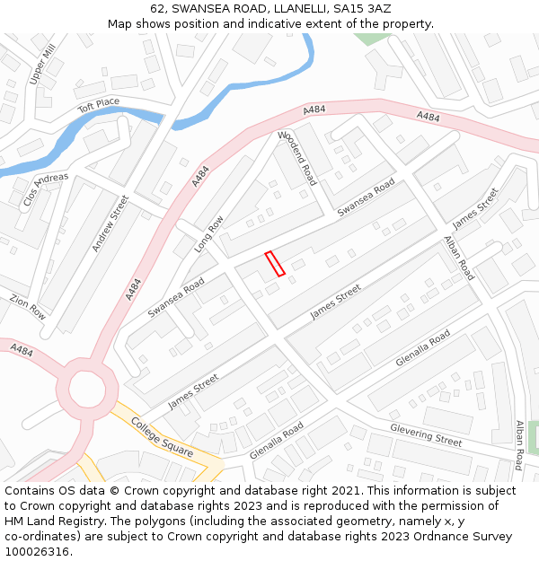 62, SWANSEA ROAD, LLANELLI, SA15 3AZ: Location map and indicative extent of plot