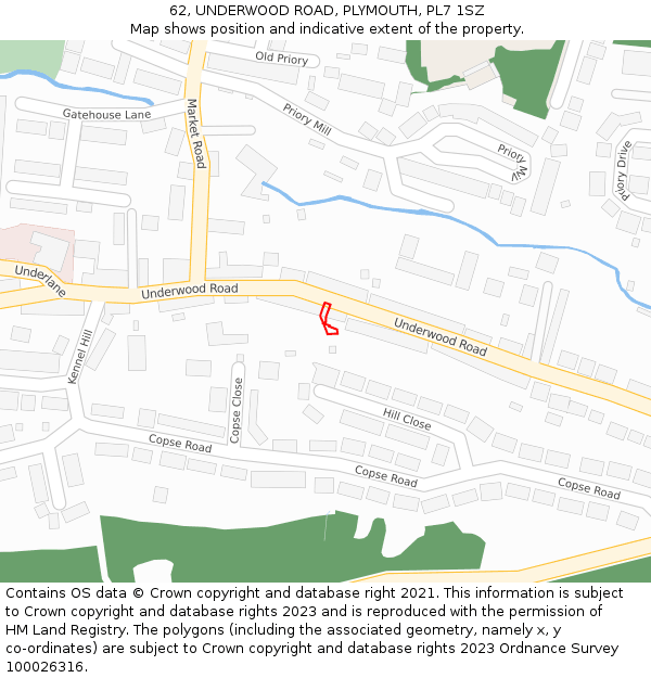 62, UNDERWOOD ROAD, PLYMOUTH, PL7 1SZ: Location map and indicative extent of plot