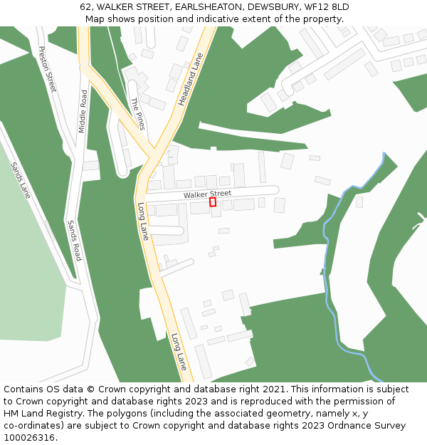 62, WALKER STREET, EARLSHEATON, DEWSBURY, WF12 8LD: Location map and indicative extent of plot